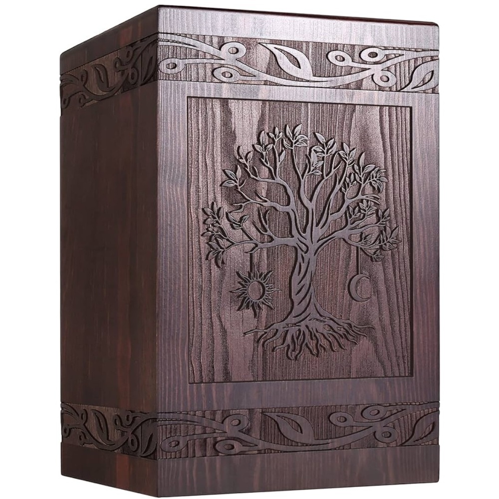 New hand carved wooden urn